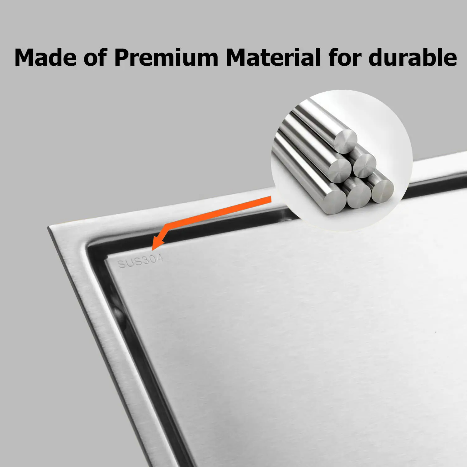 Shower Square Stainless Bathroom Water Drain Tile Insert Floor Drain