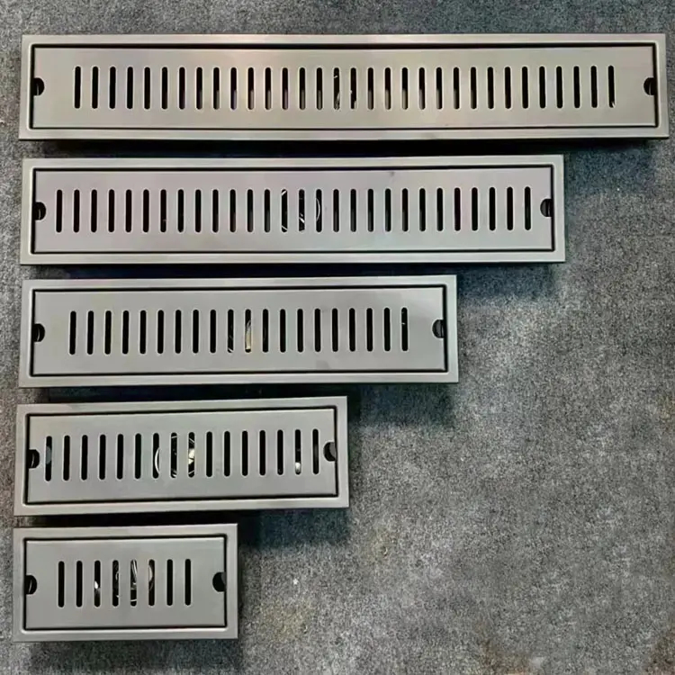 Linear metalized bezel Floor Drain