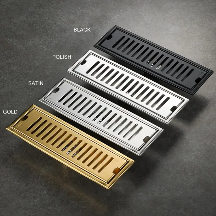 Linear metalized bezel Floor Drain
