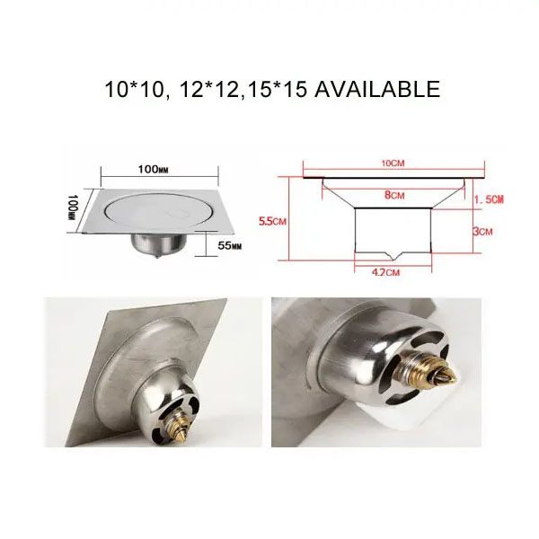 Hair Catcher Shower Drain 6 inch stainless steel bounce pop-up floor drain for Bathroom Kit